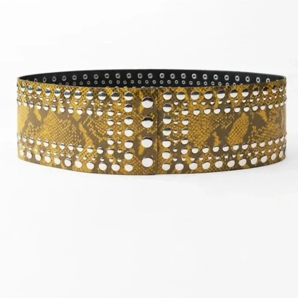 Zara animal print studded leather waist belt NWT Zara + Studded Leather Sash Belt main image 3